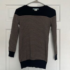 Moonlight women’s sweater, black and tan stripe, size M